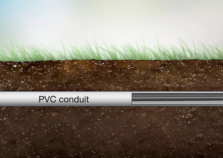 Use um condu&iacute;te de PVC para passar certos cabos enterrados n&atilde;o diretos no subsolo